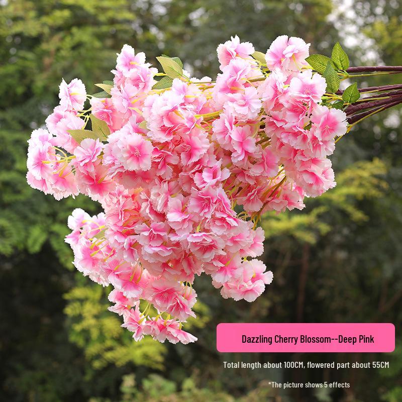 Silk Cherry Blossom Branch Artificial Vine: Floral Decoration for Weddings and Indoor Spaces