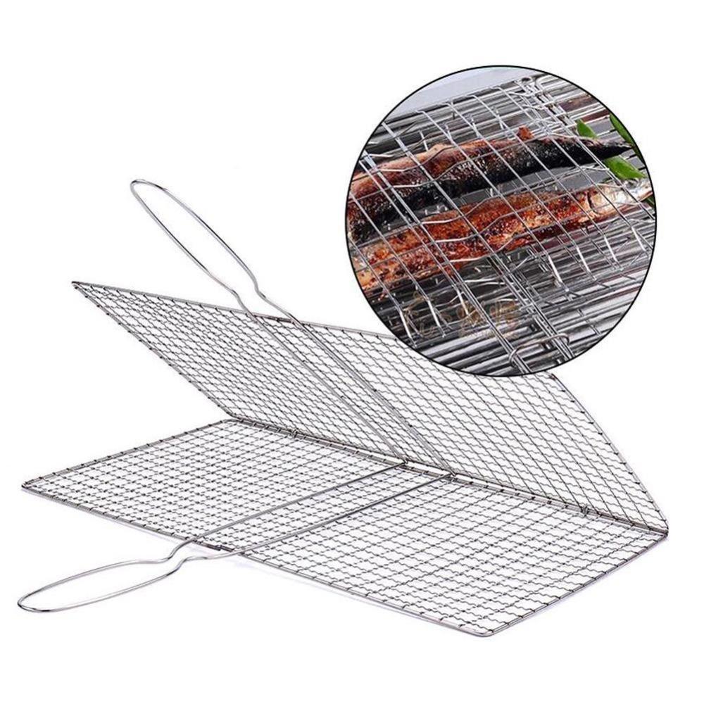 New Iron Barbecue Net Silvery Barbecue Vegetable Clip Iron Mesh Clamp Barbecue