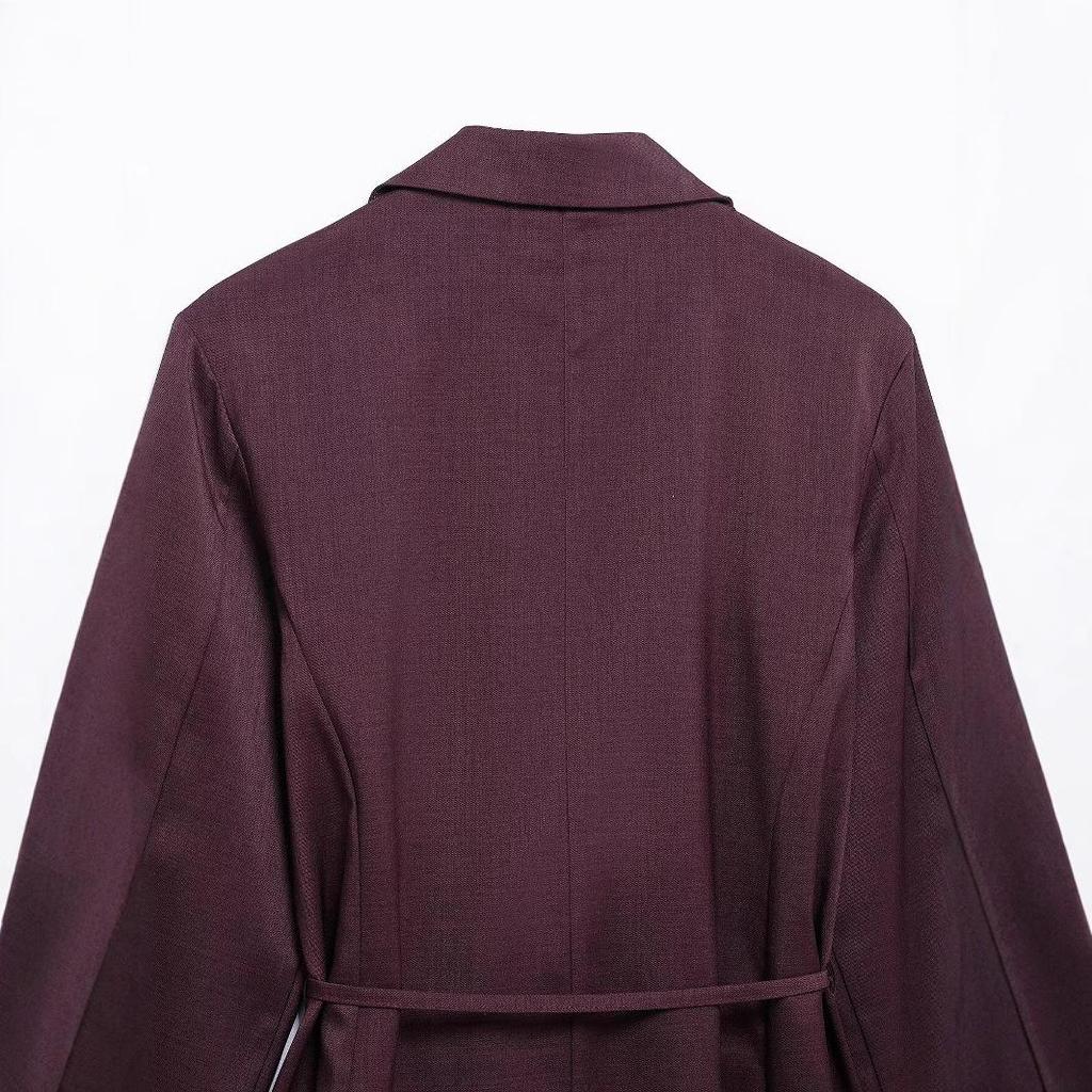 2025 Spring Women's Tie-Waist Long-Sleeve Shirt & Pleated Pants Set