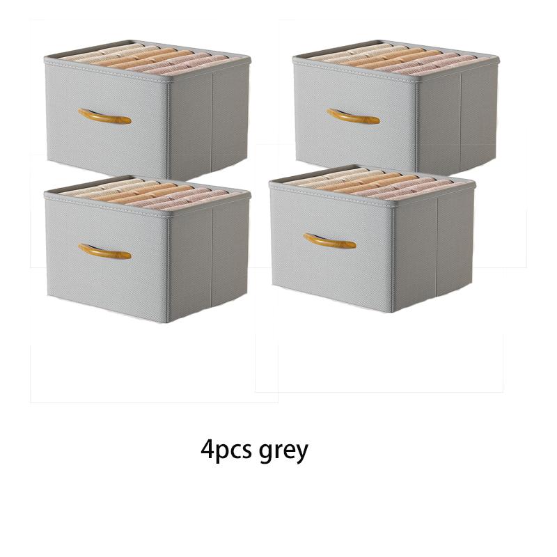 

4 шт. Новый складной ящик для хранения одежды и брюк, корзина для хранения, гардероб, деревянная ручка, тканевый ящик для хранения и сортировки