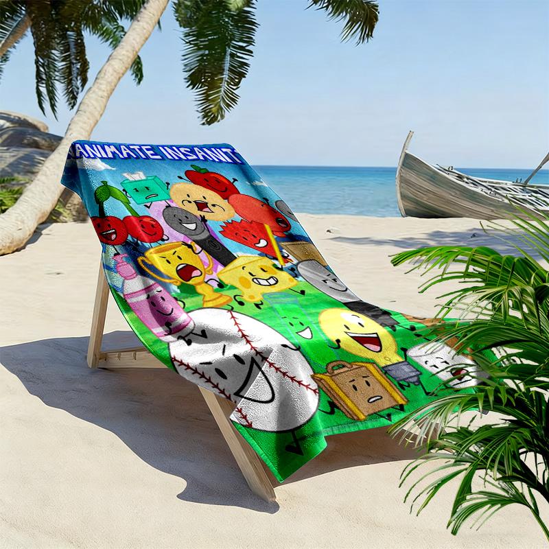 Inanimate-inspired wacky 2D Flat Print Beach Towel, Large Soft Quick Dry Towel for Beach Camping SwimmingXSTJ0915525