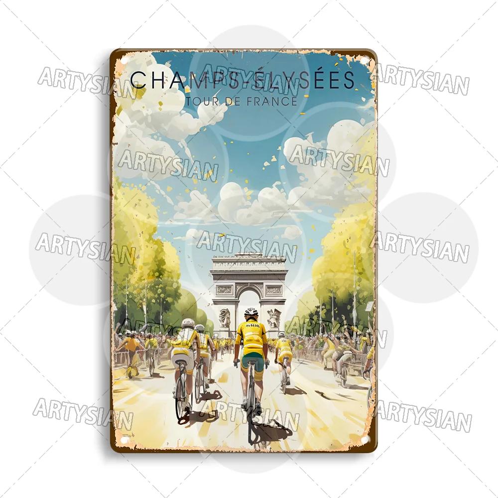 Tour de France Cycling Metal Sign Alpe d’Huez Mont Ventoux Le Jura Auvergne Mont Blanc Champs-Élysées Col du Tourmalet NICE