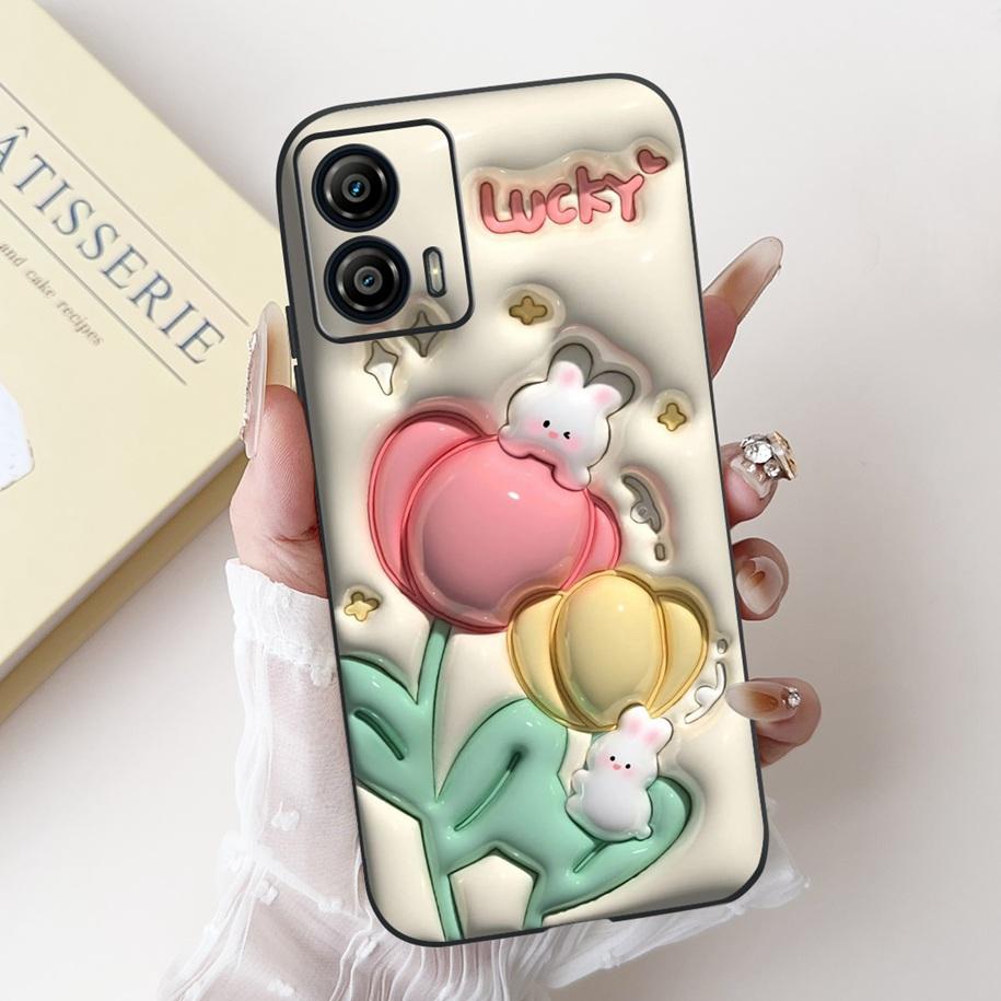 Shockproof Case For Motorola Moto G53 G73 5G Cover Cute Cactus Rabbit Cartoon Soft Silicone Matte Funda For MotoG53 MotoG73 Capa