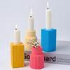Square Striped Candle Holder Silicone Mold DIY Nordic Candlestick Ornament Making Plaster Resin Craft Casting Molds Home Decor