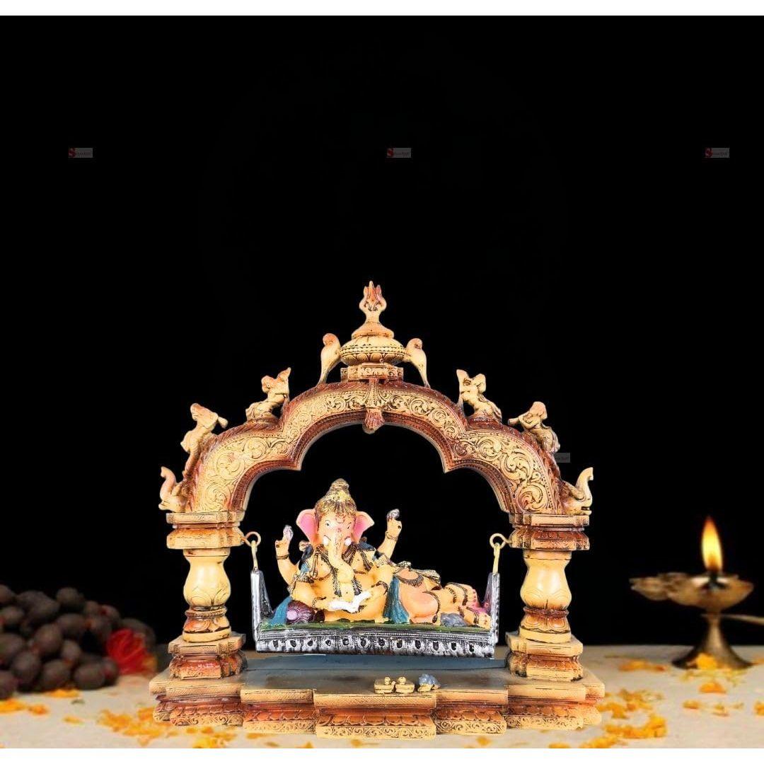 

1 штука Премиальная декоративная статуэтка и идолы Господа Ганеши для дома, офиса и пуджи для фестивалей, свадеб и особых случаев