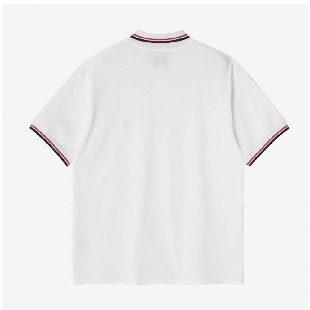 Needles Ot257 A White shAwl collAr Polo Mens Short Sleeve Tee