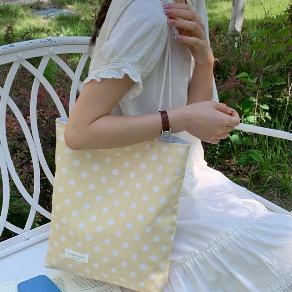 Multi-Color Polka Dot Shoulder Bag Magnetic Buckle Shopping Handbag Drawstring Tote Bag Outdoor