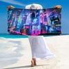 Cyberpunk Print Beach Towel, Large Soft Quick Dry Towel for Beach Camping Swimming