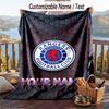 Flannel Blanket Rangers FC Print Custom Name Text Soft Throw for Sofa Bed