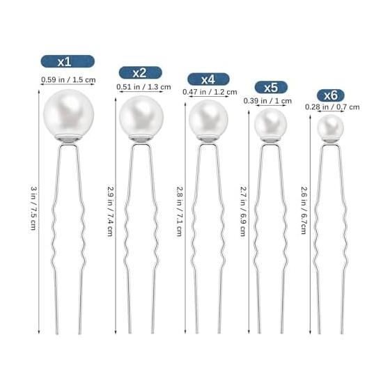 FRCOLOR 18 Pcs Pearl U-Shaped Hair Pins for Wedding, Party, Bridal Hair Accessories