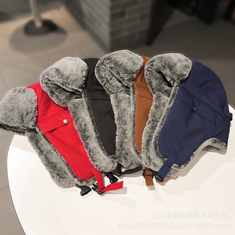 New Tarp Plush Lei Feng Hat Children Winter Warm Cycling Windproof Ear Protection Northeast Skiing Mongolian Cotton Hat