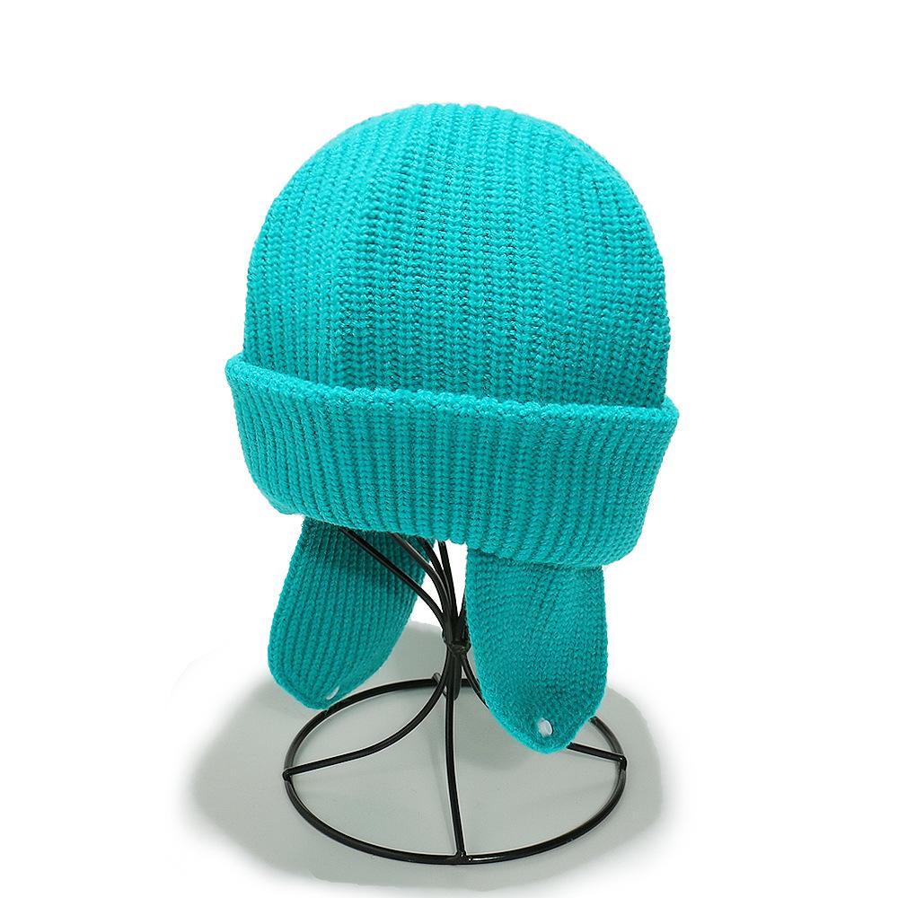 Autumn and winter new solid color simple warm wool hat children's knitted hat ear hat winter