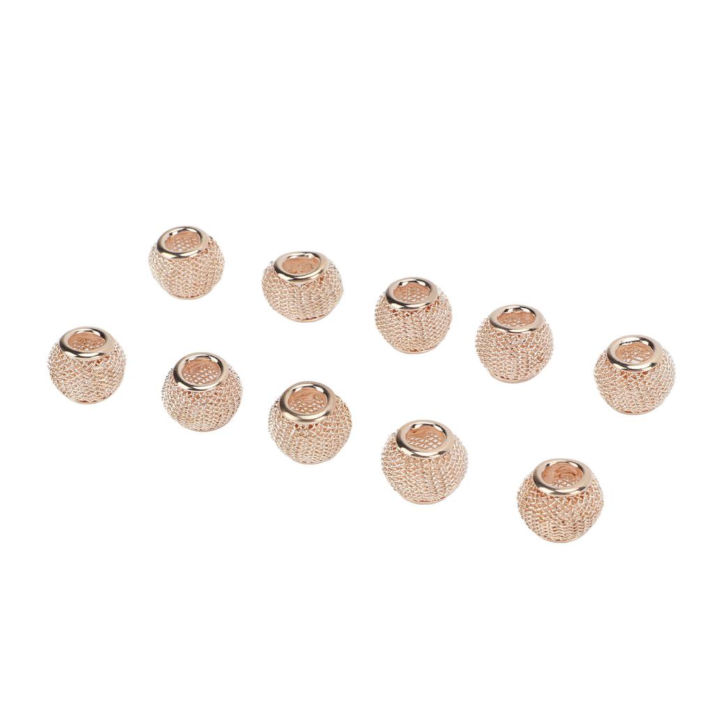 10 Pcs Spacer Beads Round Mesh Hollow Gold Plated   Spacer Beads   Hand Made Beading for Jewelry Making
