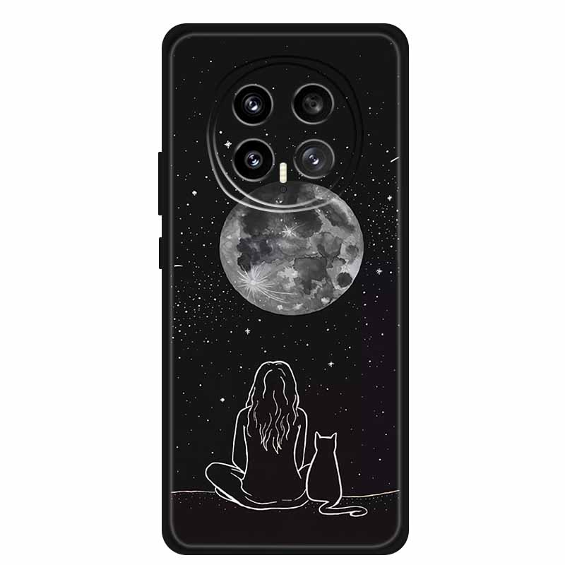 Mobile Phone Protective Case For Honor Magic8 5G Floral Painted Soft Black Silicone Back Cover For Honor Magic 8 2025 Case Funda