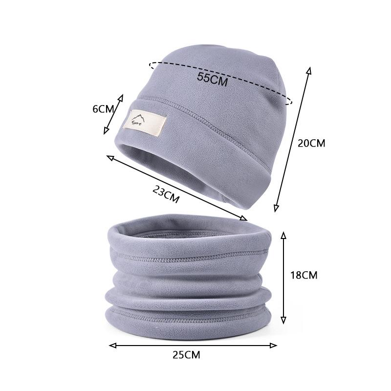 Ensemble Bonnet Hiver Enfant 2 Pièces Doublure Peluche Oreilles Chaudes Cou Bonnets Écharpe Costume Chapeau Enfant pour Filles Garçons Accessoires 8-15A