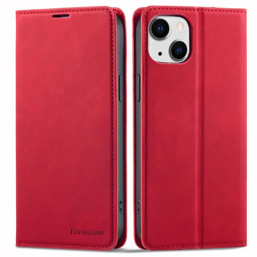 FORWENW Fantasy Series for iPhone 15 Plus Shockproof Wallet Phone Case Skin-touch Leather Wallet Phone Cover