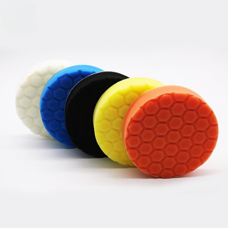 5 piezas/juego Rueda de Pulido para Encerado de Coche Bandeja de Esponja Autoadhesiva Rueda de Esponja con Patrón de Tortuga Máquina de Pulir Almohadilla de Limpieza con Patrón Hexagonal 3 Pulgadas