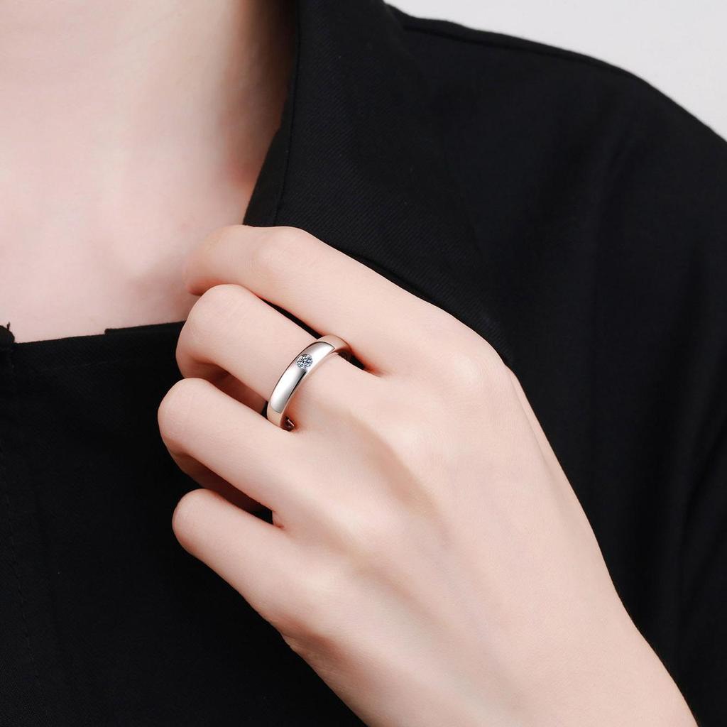 925 Sterling Silver Adjustable Moissanite Unisex Couple Rings with 10 Points and Pt950 Gold Plating