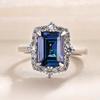 CopperGorgeous Blue Cubic Zirconia Rings for Women Wedding Geometric Shaped Engagement Party Lady Fashion Jewelry