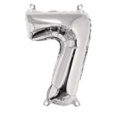 Ballon Zahl 7, 40cm, 1Stück. , argent