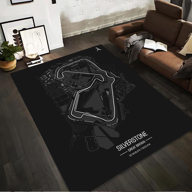 Silverstone Circuit Map Rug - Non-slip Rug Suitable for Living Room and Bedroom Sofas.