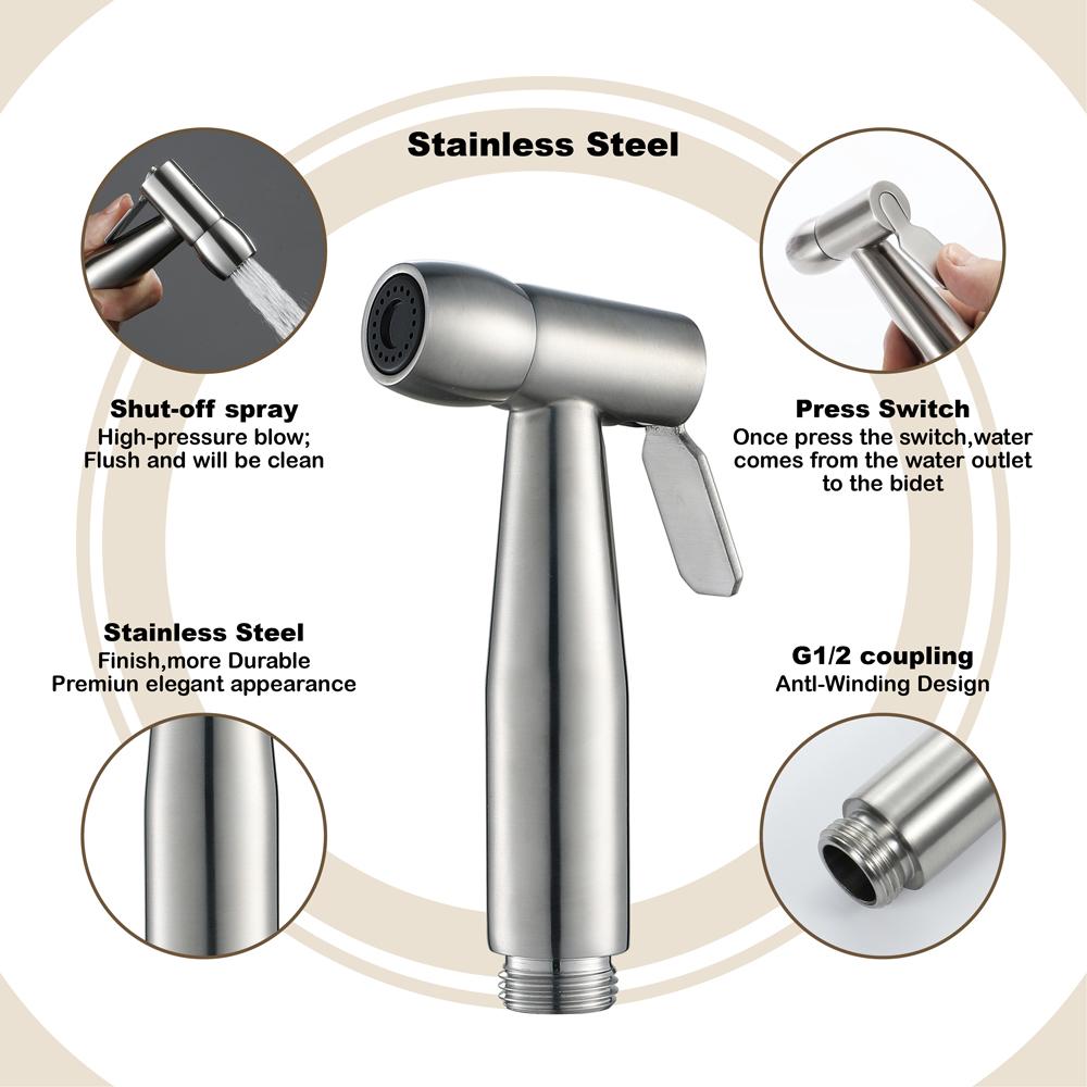 Hand Held Modern Wall-Mounted Bidet Spray for Toilet Sanitary Wares Stainless Steel Bidet Sprayer