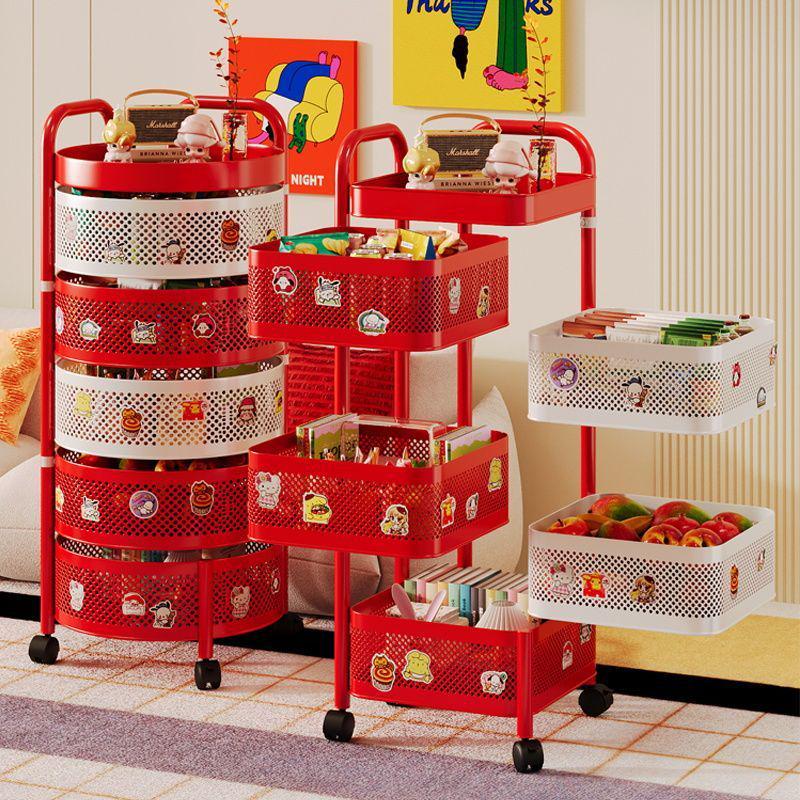 Mobile Floor-standing Storage Rack with Wheels for Bedroom, Living Room, Snacks, Essentials, and Vegetables