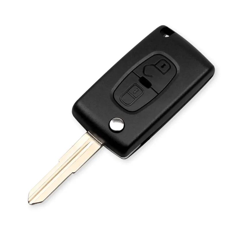 KEYYOU FÜR Peugeot 4007 UND 4008 FÜR Citroen C-Crosser C4 Aircross 2 Tasten Fernbedienung Schlüsselhülle Schale Anhänger MIT-11R Klinge CE1731
