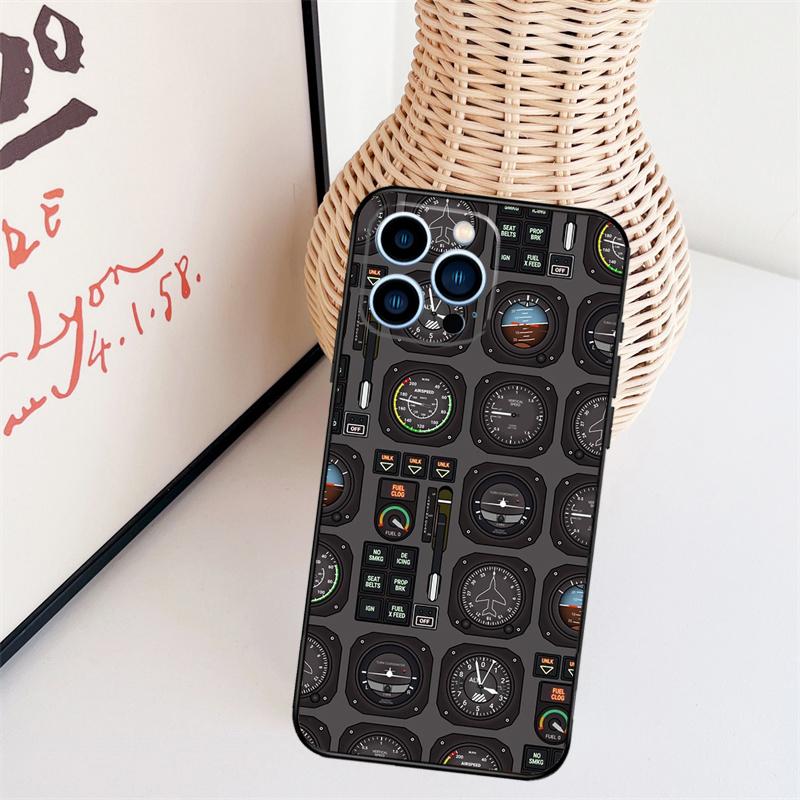 Aircraft Cockpit Dashboard Phone Case For iPhone 16 Pro Max 15 14 13 11 12 17 Pro Max Mini 15 16 Plus 16e 17 Air Cover