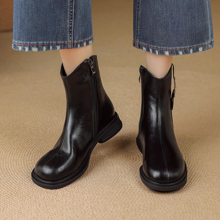Short boots autumn new boots thick heel middle heel fashion boots large size western boots