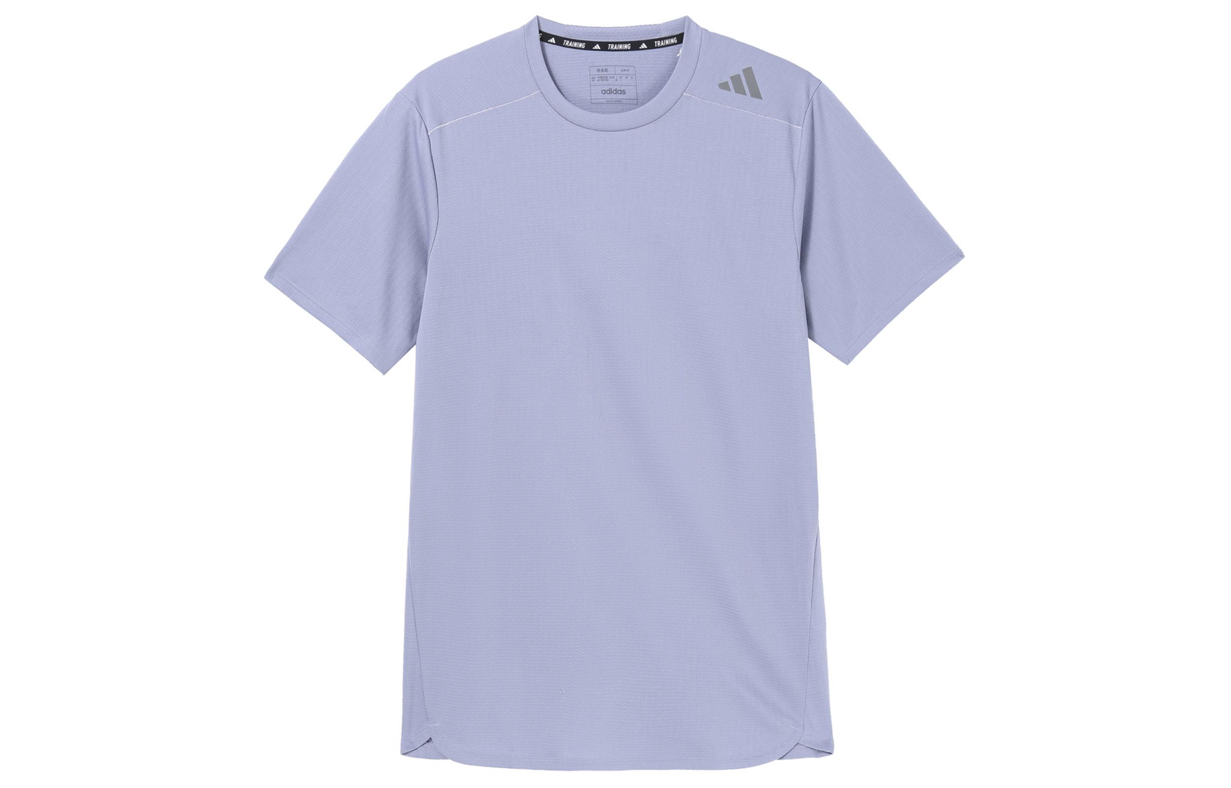 Adidas T Shirts Men s Purple Crew Neck Moderate Straight Fit HZ7277 S