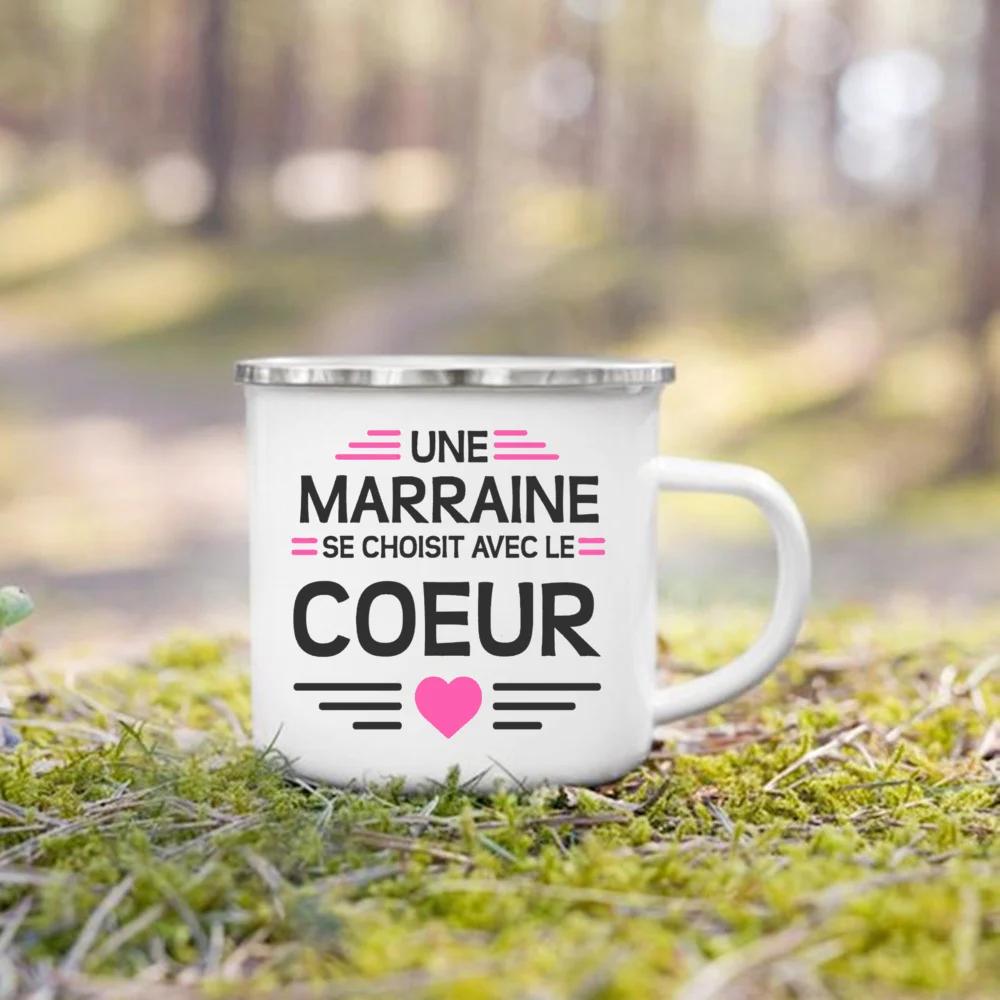 Marraine Request Cups Would You Be My Godmother French Print Enamel Mugs Drink Milk Coffee Cup Camping Mug Best Gift Fo Marraine