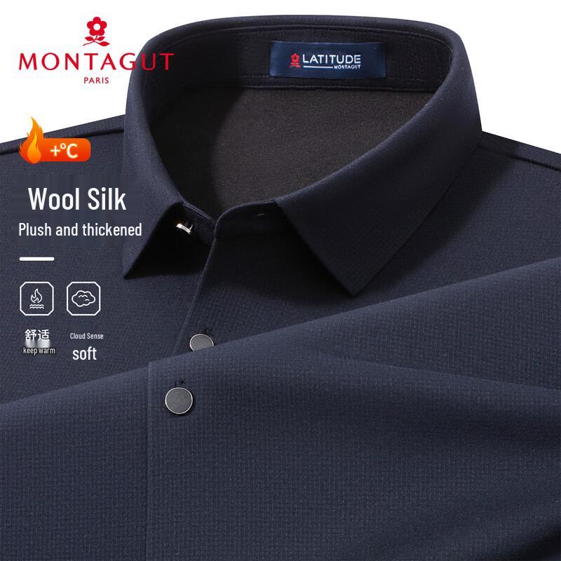 MONTAGUT Men s Winter Plush Merino Wool & Silk Blend Casual Shirt XL