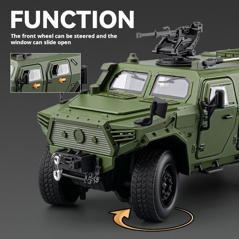 1:20 Dongfeng Mengshi gepanzertes Fahrzeug Simulation Legierung Auto Modell Lenkung Stoßdämpfung Bewaffnetes Geländefahrzeug Licht & Ton