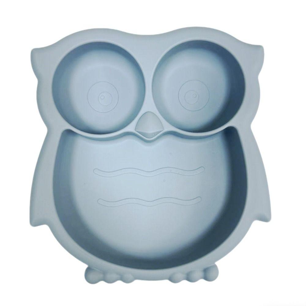 Owl Shape Toddler Suction Plates Food-Grade Silicone BPA-Free Stay Put Divided Baby Plates Non-Slip Unbreakable Baby Plate