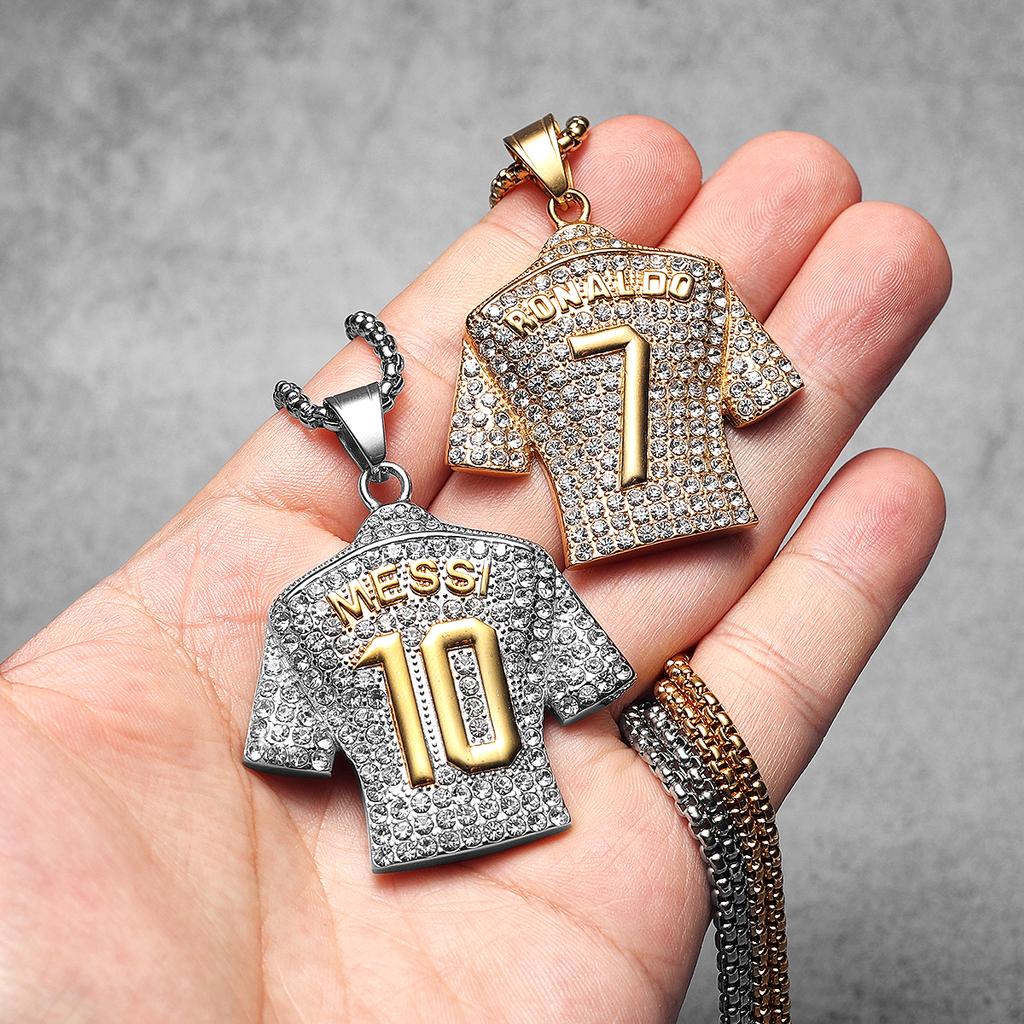 Messi Cristiano Ronaldo Neymar Haaland Football Jersey Man Necklaces Stainless Steel Pendant Chain Jewelry Gift Wholesale