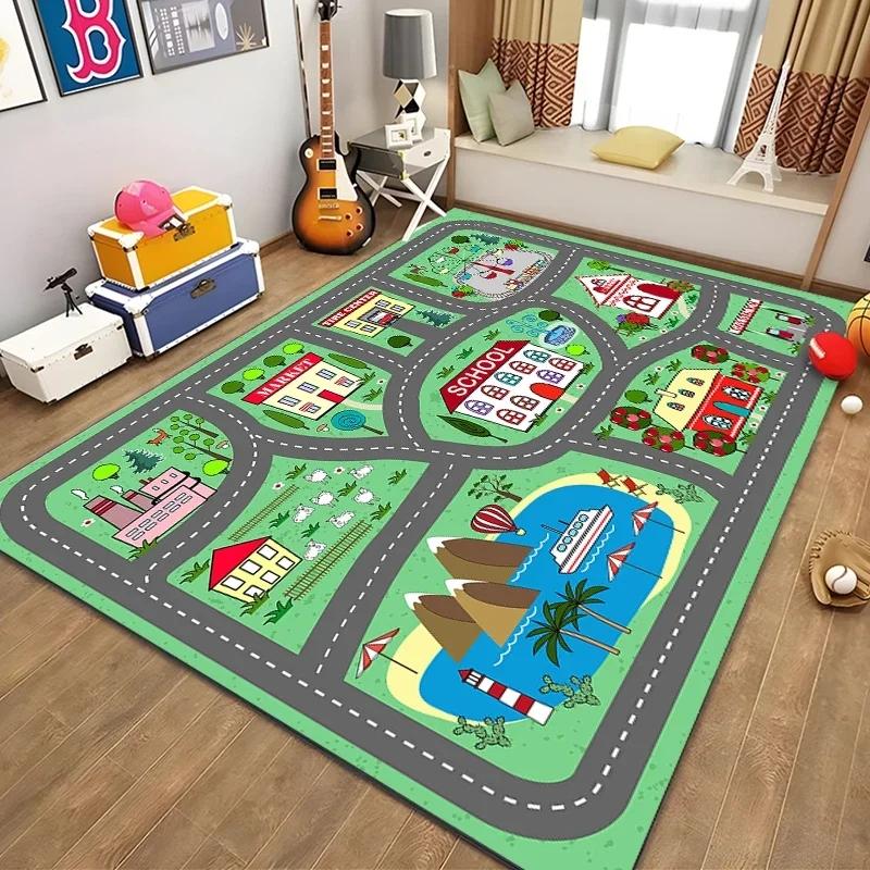 Kinderteppich Spielteppich Stadtleben Lernen Spaß haben Sicher Pädagogischer Kinderteppich Straßenverkehrssystem Spielmatte für Schlafzimmer Spielzimmer Teppich