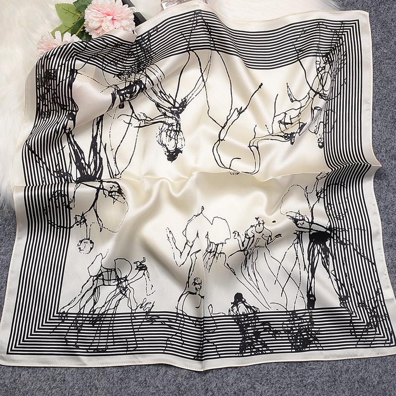 

Spring autum decorative easiest for match small scarf k-style small square scarf streamer mulberry silk printingstripes scarf 53*53cm