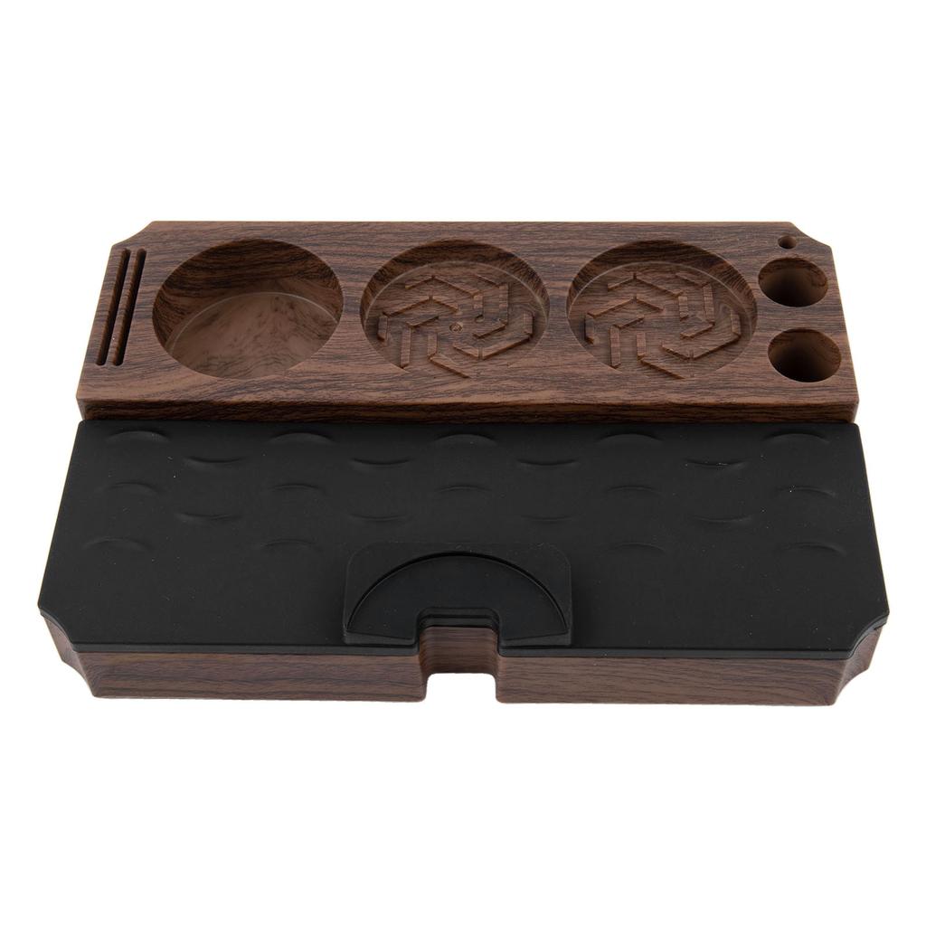 Coffee Making Walnut Coffee Tamper Mat Elegant Wood Grain Coffee Mat Silicone Anti-slip Multifunctional Press Base