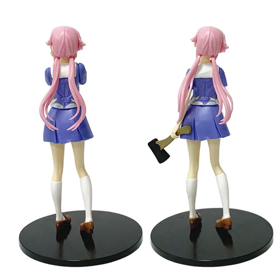Hot 17Cm Future Diary Mirai Nikki Gasai Yuno Anime Uniform Dress Standing Posture Action Figure Model Desktop Toy