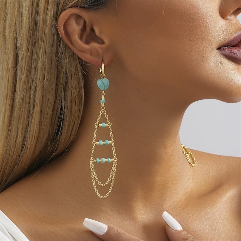 Delicate Natural Stone Dangle Earrings Adornment Chic Ear Drop Pendant Accessories Fringe Ear Hooks for Daily Wear Dates