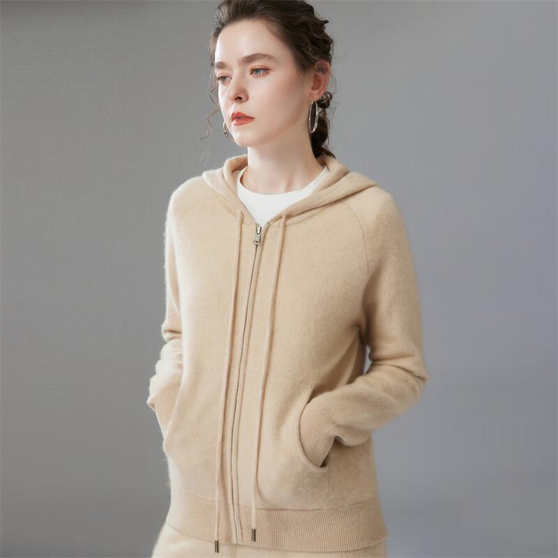 Fanzhen Women's Hooded Cashmere Blend Cardigan
