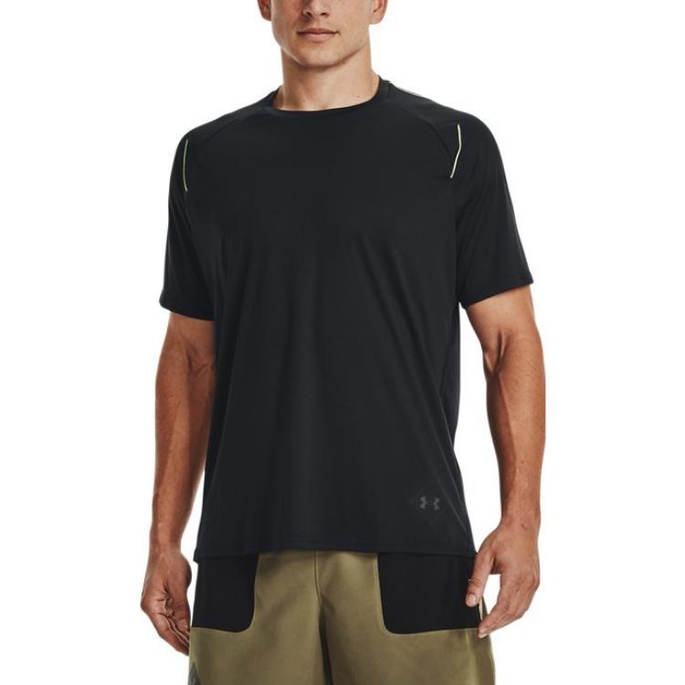 Under Armour Solid Color Breathable Training Short Sleeve T-Shirt Men Tops Black 1370405-001