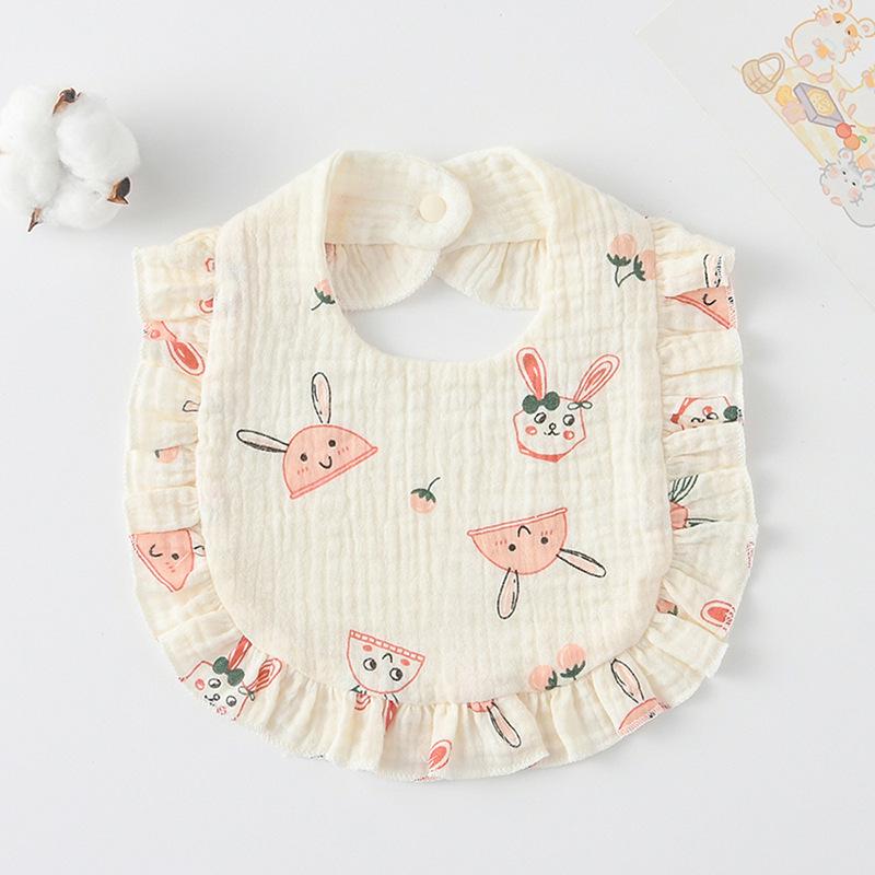 Ruffle Baby Drool Bibs: Pure Cotton Printed Lace Bibs