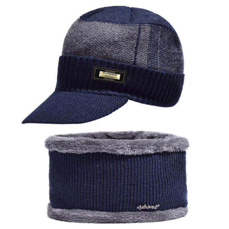 Winter Knitted Hat Caps Winter Beanie Hats Scarf Set Warm Knitted Hat Neck Warmer Suitable For Sking Outdoor Activities