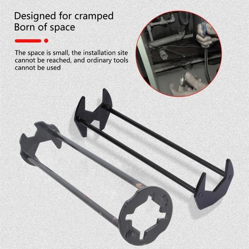 Multi-function Sink Repair Wrench Kitchen Repair Plumbing Tool Practical Flume Sink Wrench Four-claw Hexagon Wrench Set