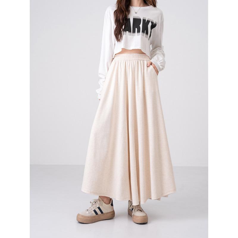 

Осень и зима новая драпированная юбка средней длины с завышенной талией, ленивый стиль, тонкая, свободная, плиссированная, А-силуэта, юбка-кюлоты женская L