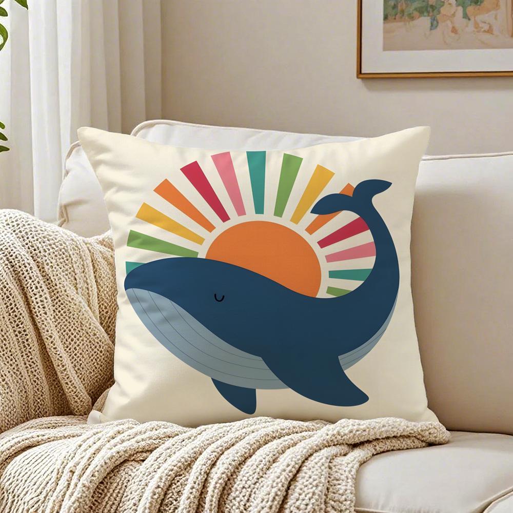 Creative Art Geometric Animal Pattern Cushion Cover Linen Pillowcase Soft for Sofa Bed Home Room Decor