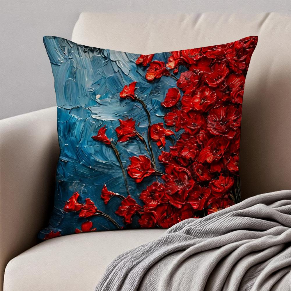 Van Gogh Starry Sky Dutch Painting Art Cushion Cover Pillowcase Antidustmite Invisible Zipper Short Plush Sofa Cushion