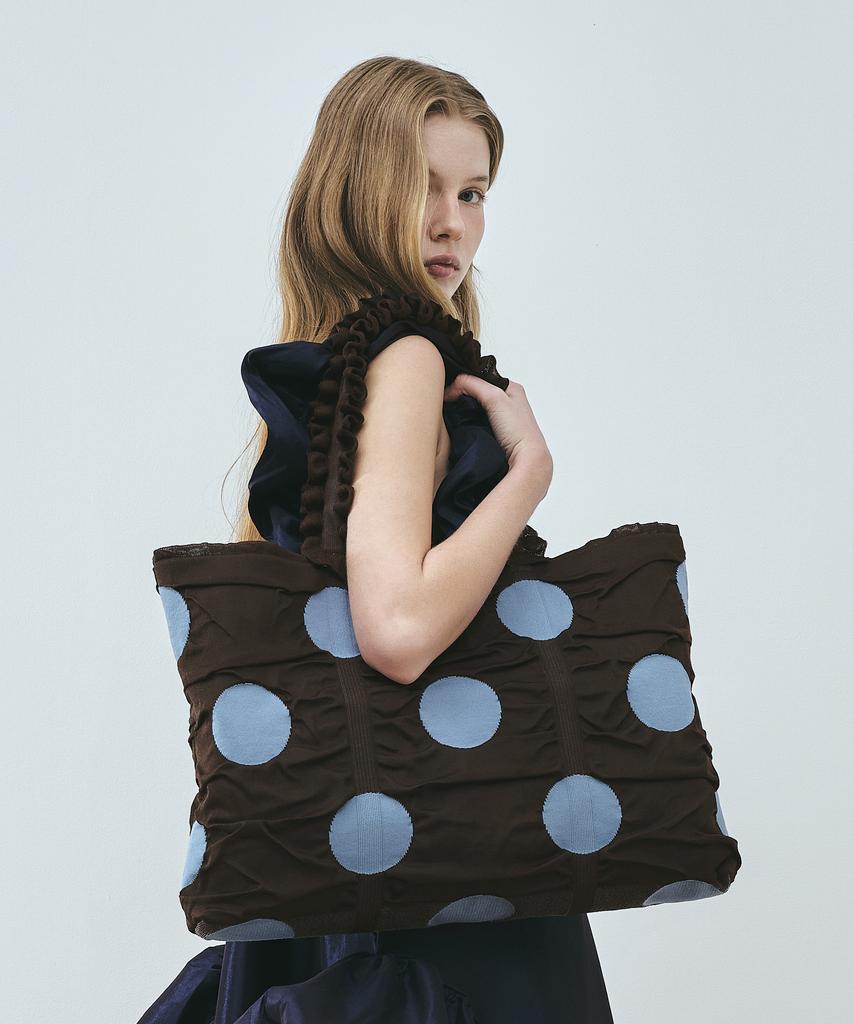 Pleatsmama Polka Dot Shopper Bag Brown